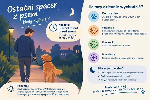 Wieczorny spacer z psem przed snem